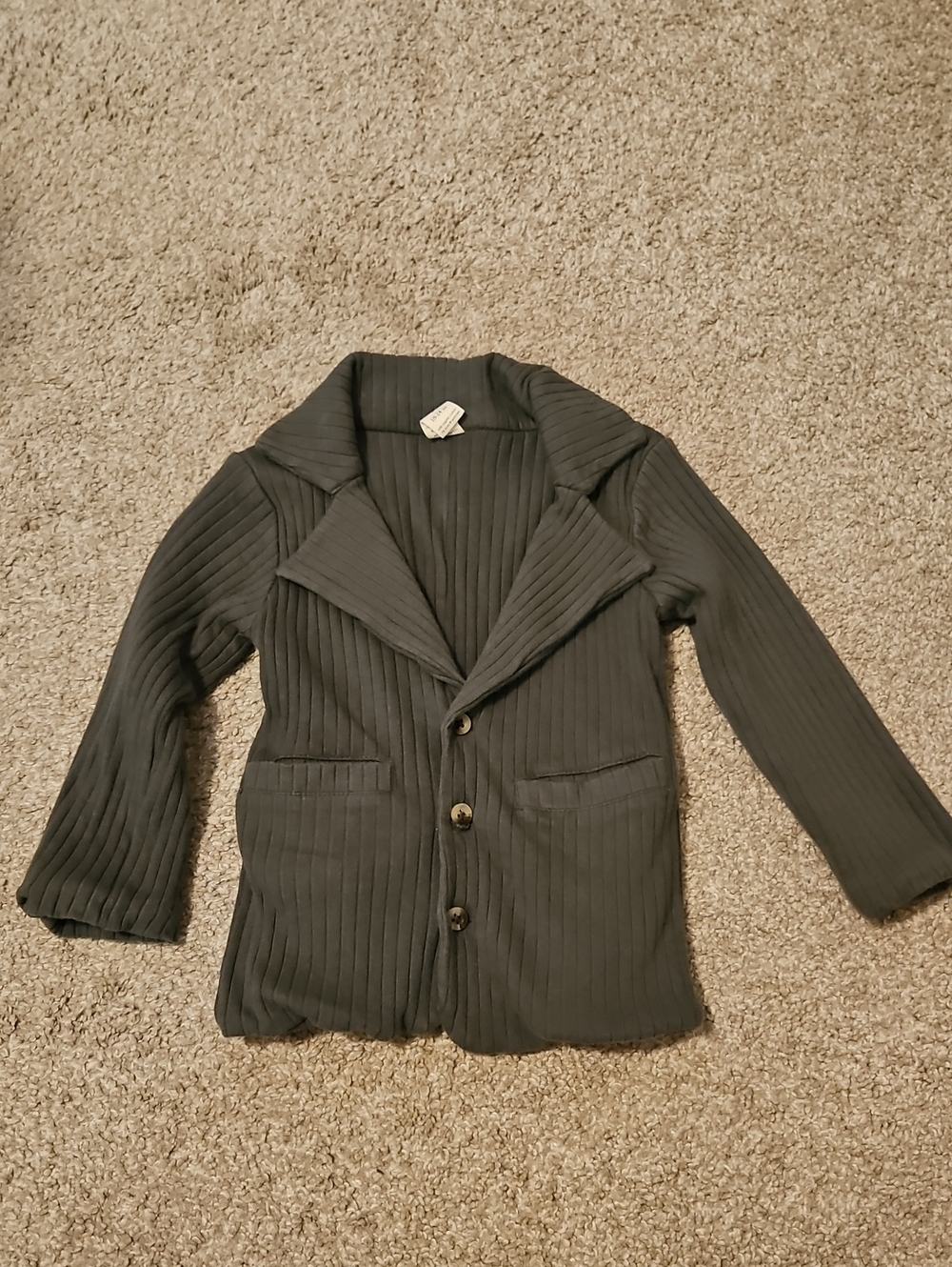 Kate Quinn 18-24M Cotton Ribbed Blazer Jacket Green Button Front